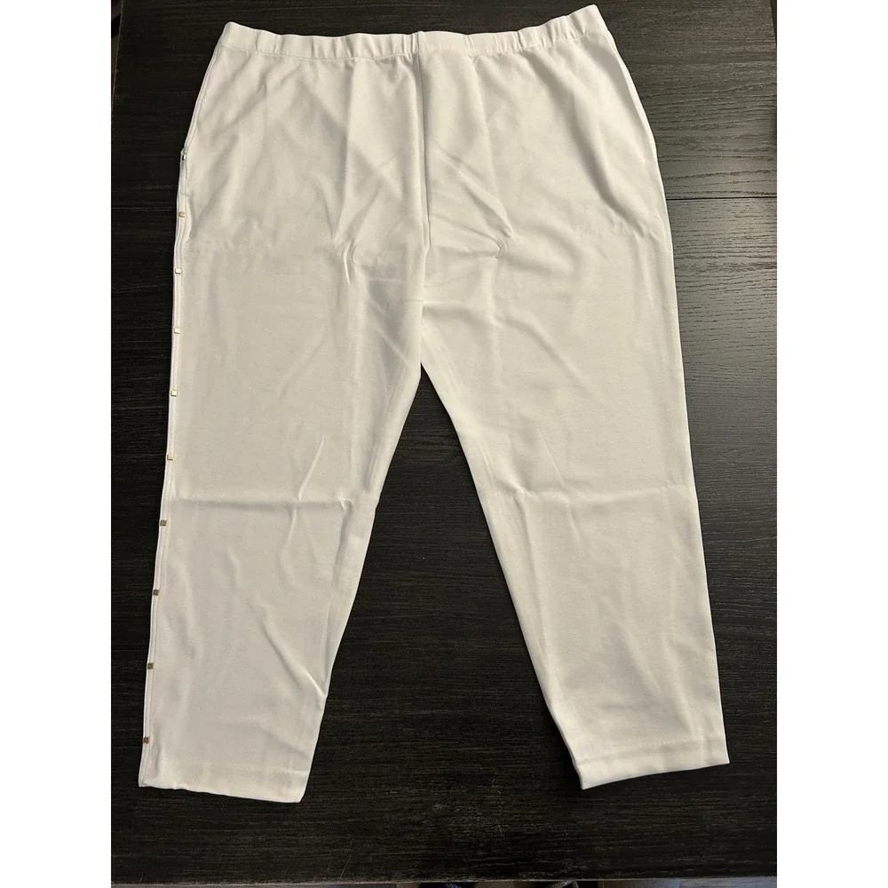 C. Wonder Christian Siriano White Studded Pull On Pants Womens 3X Plus Size NEW